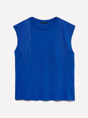Canotta blu con strass