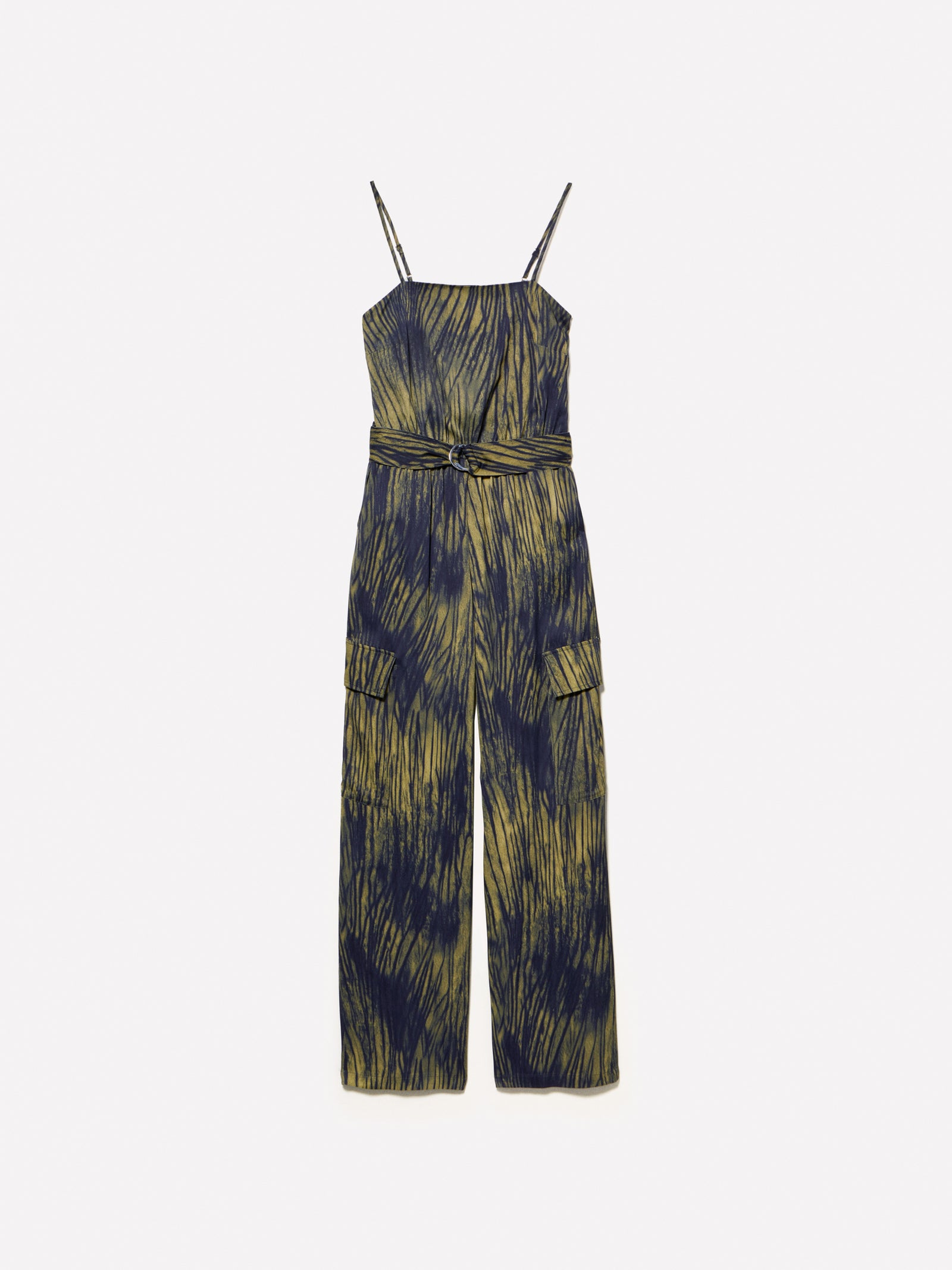 Mono animal print de satén da donna verde militare | Sisley Outlet