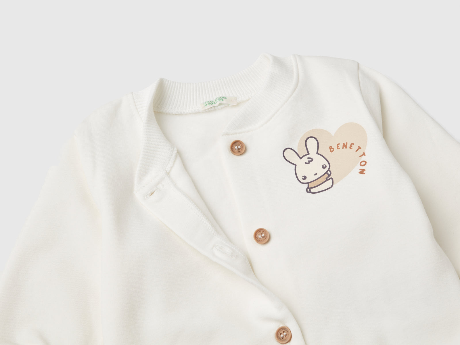 Calda felpa con stampa animaletti da neonato bianco panna 3 | Benetton Outlet