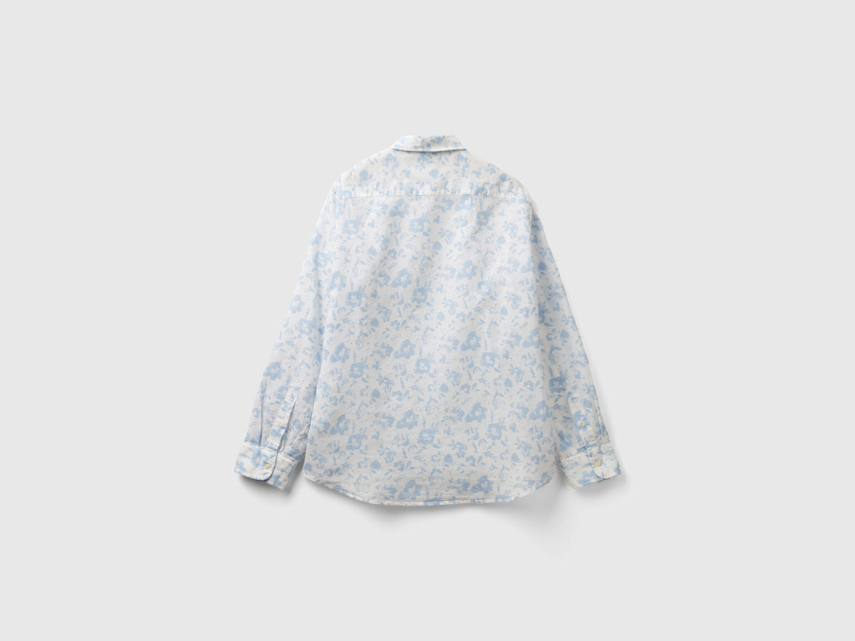 Camicia a fiori in misto lino
