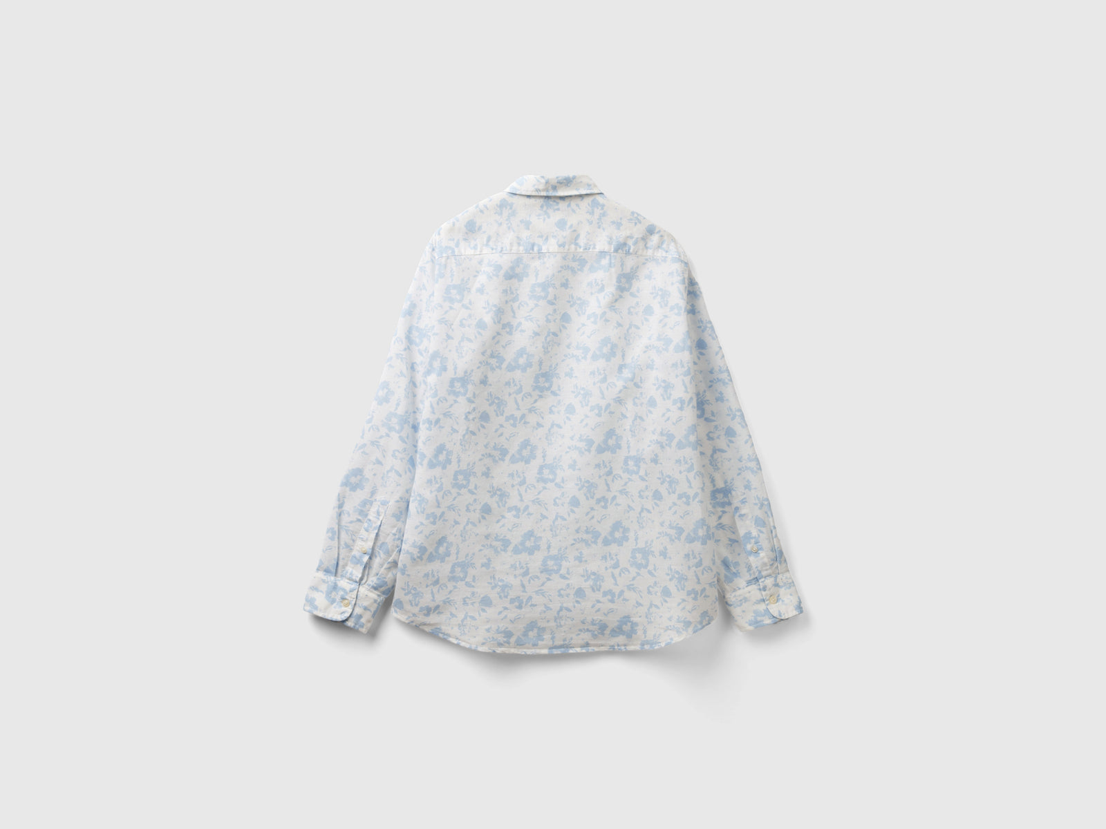 Camicia a fiori in misto lino da uomo celeste 2 | Benetton Outlet