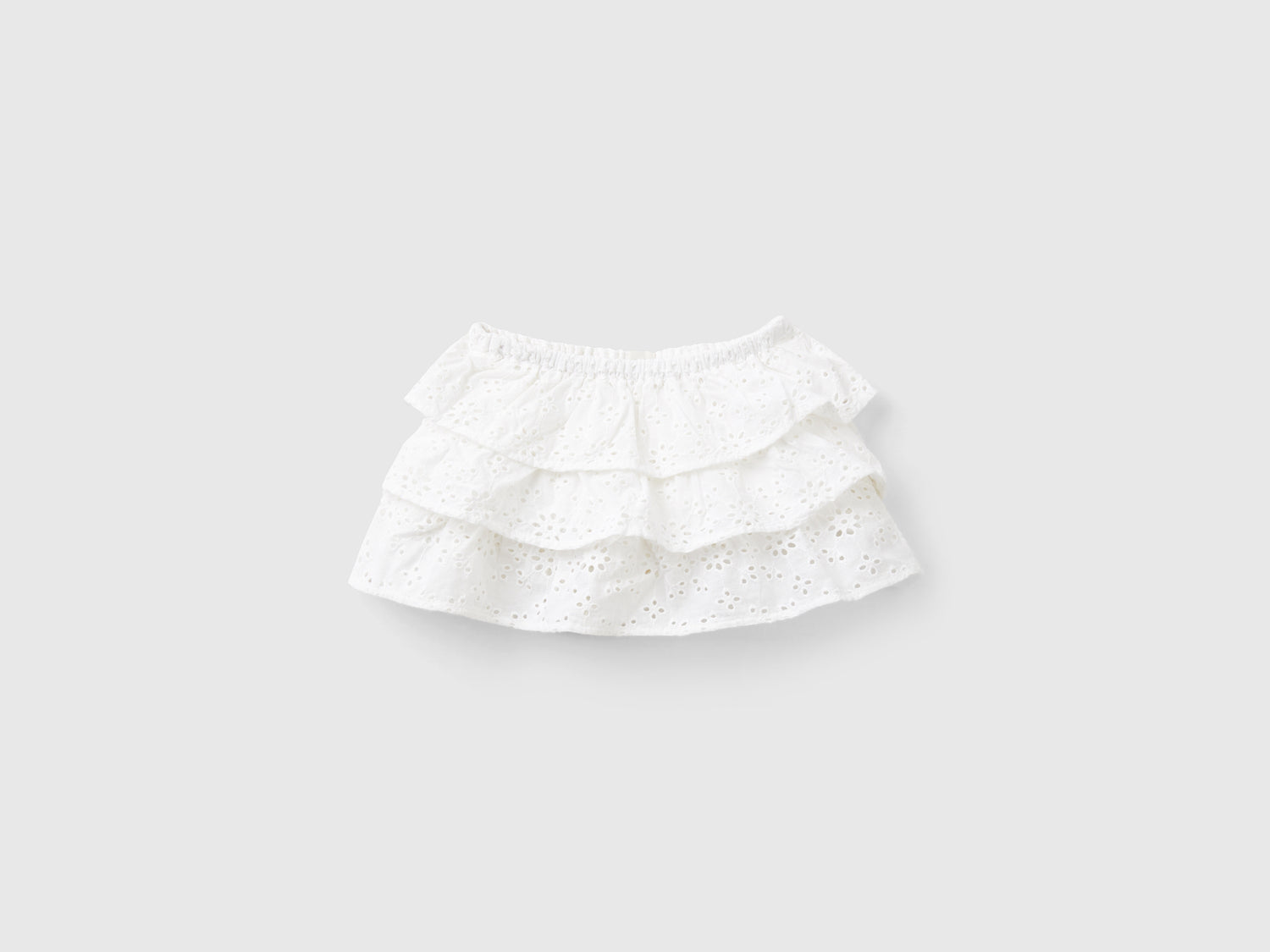 Gonna con ricami sangallo da neonato bianco | Benetton Outlet