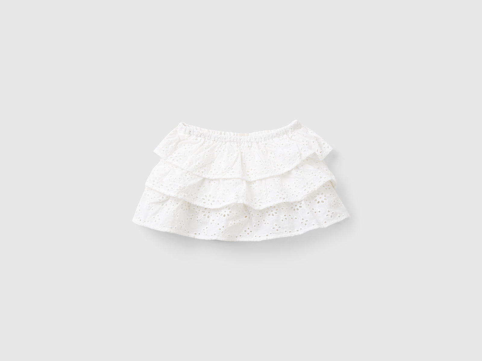 Gonna con ricami sangallo da neonato bianco | Benetton Outlet