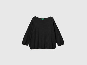 Maglia in misto lino con manica a 3/4