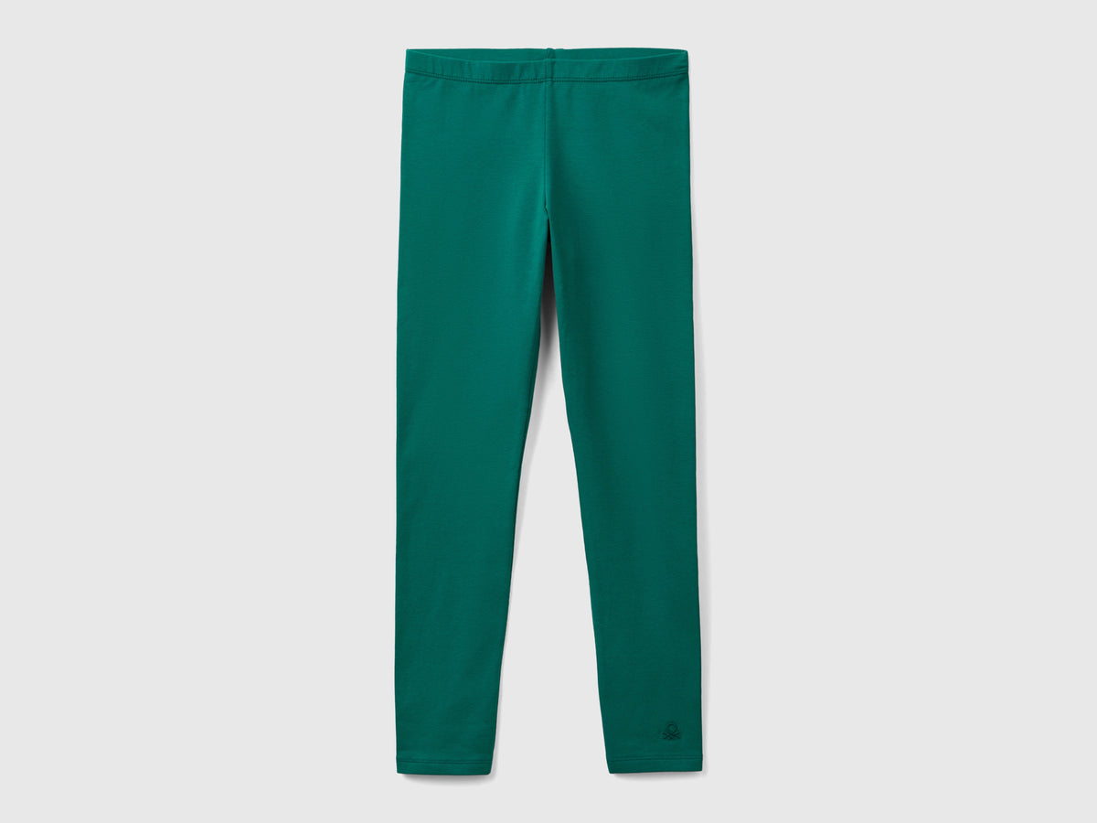 Leggings in cotone stretch con logo