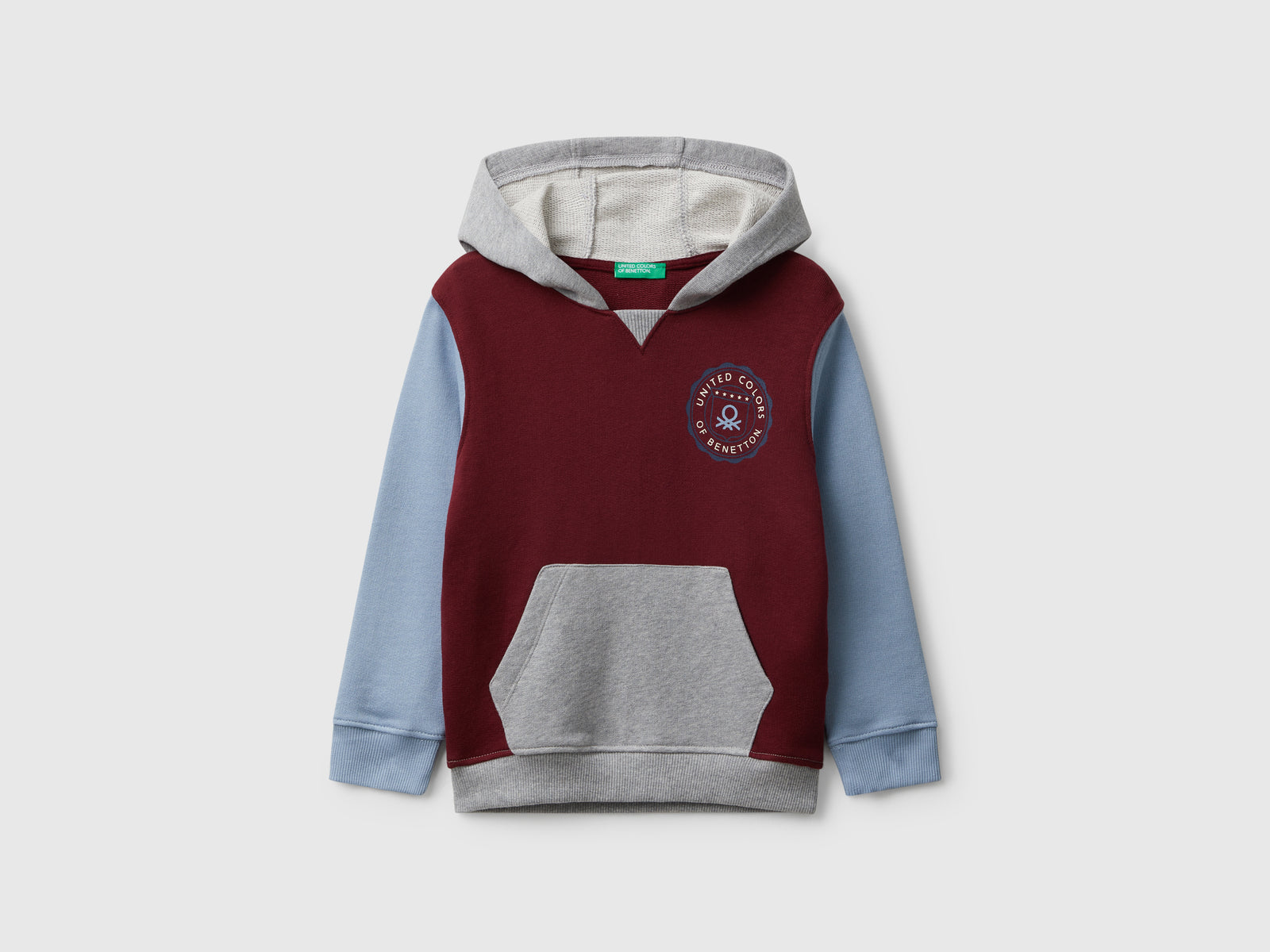 Felpa con tasca e cappuccio da bimbo bordeaux | Benetton Outlet