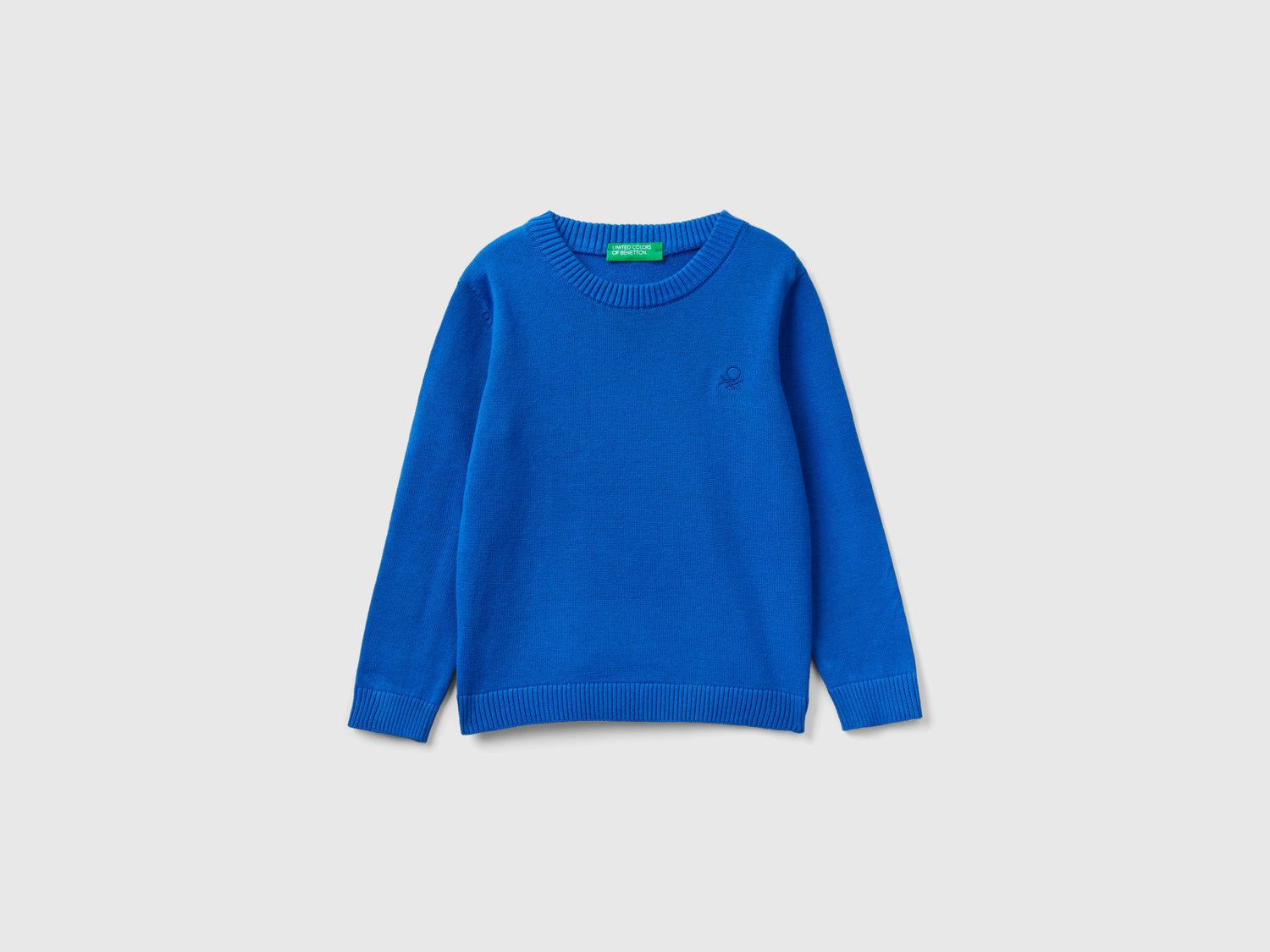 Maglioncino in puro cotone con logo da bimbo bluette | Benetton Outlet