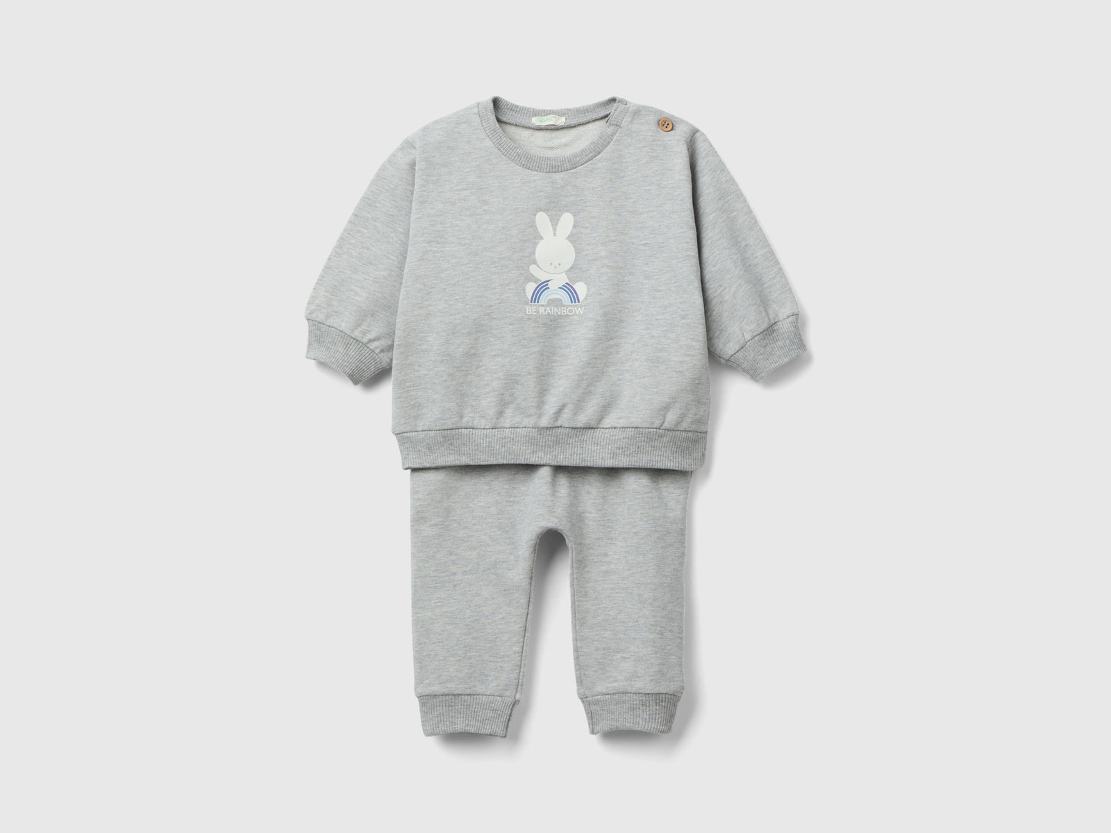 Completino in felpa leggera da neonato grigio chiaro | Benetton Outlet