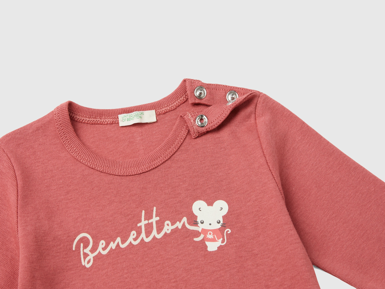 T-shirt manica lunga 100% cotone bio da neonato malva 3 | Benetton Outlet