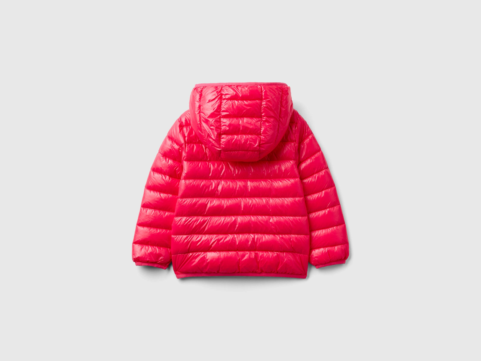 Giubbotto imbottito con cappuccio da bimba fucsia 2 | Benetton Outlet