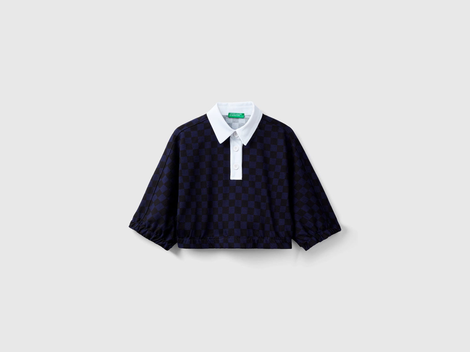 Top cropped a scacchi da donna blu scuro | Benetton Outlet