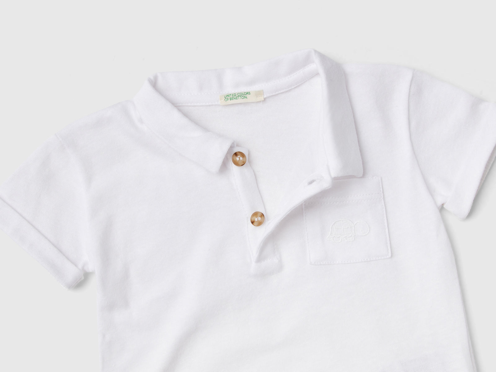 Polo in misto lino da neonato bianco 2 | Benetton Outlet