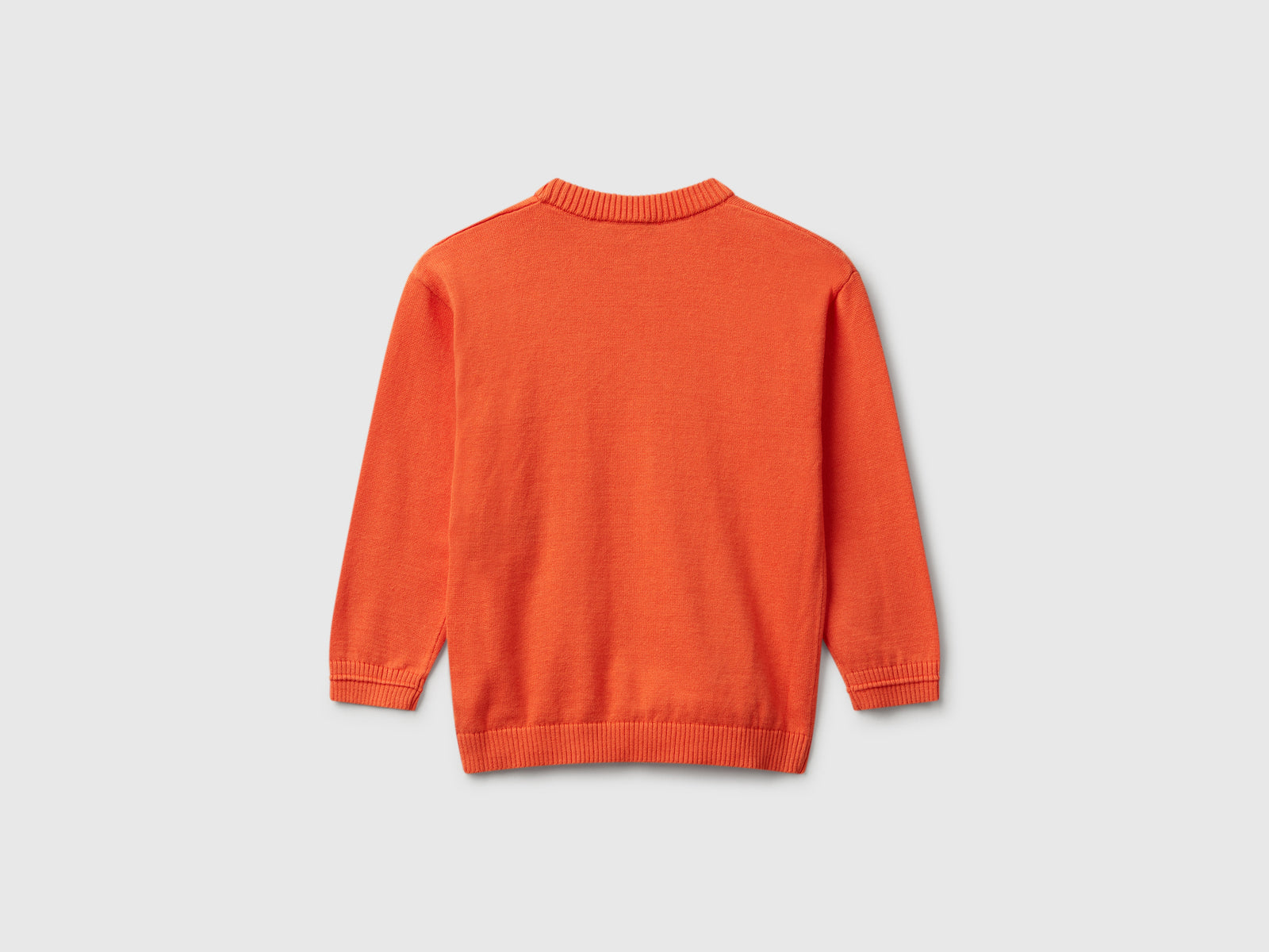 Maglioncino in puro cotone con logo da bimbo arancione 2 | Benetton Outlet