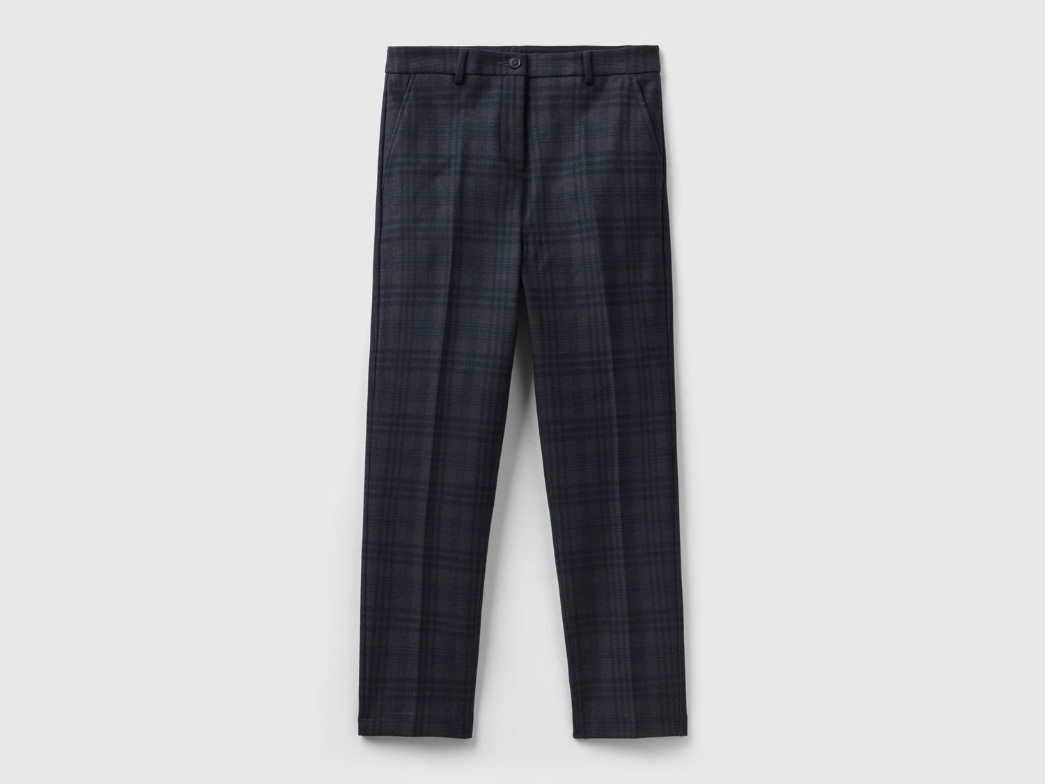 Pantaloni dritti a quadri da donna grigio scuro | Benetton Outlet