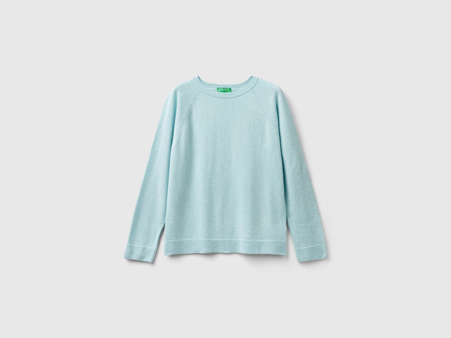 Maglia girocollo verde acqua chiaro in misto lana e cashmere da donna azzurro | Benetton Outlet