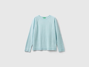 Maglia girocollo verde acqua chiaro in misto lana e cashmere