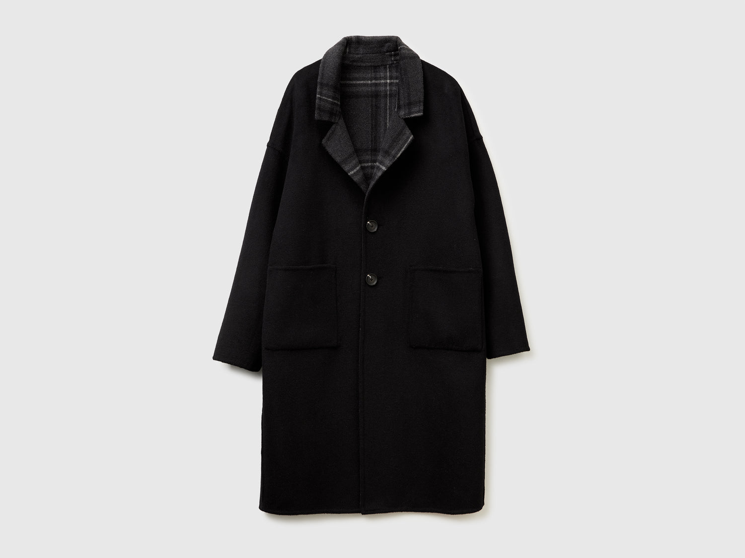 Cappotto reversibile in misto lana da donna grigio scuro | Benetton Outlet