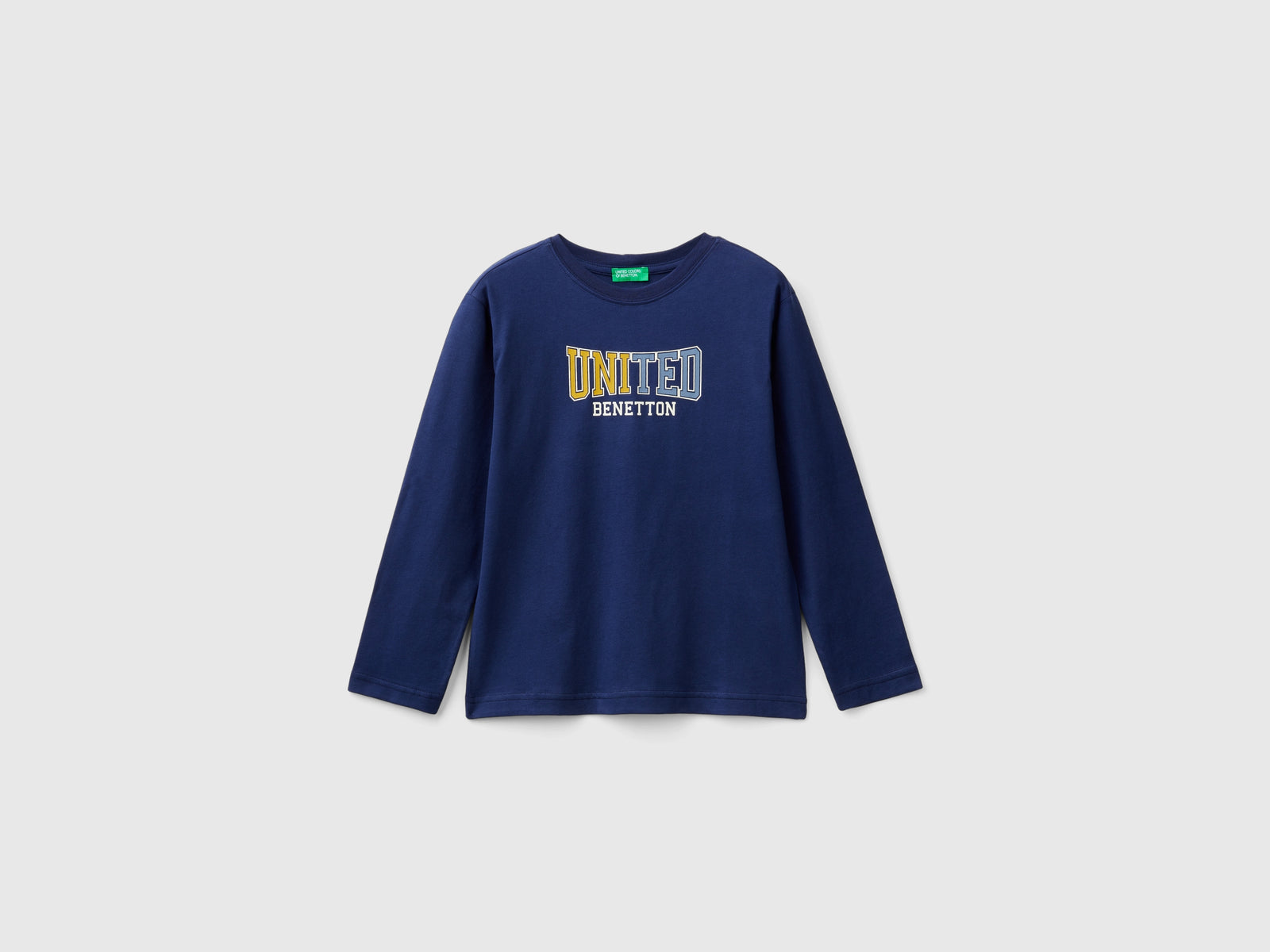 Warm T-shirt with logo print da bambino blu scuro | Benetton Outlet