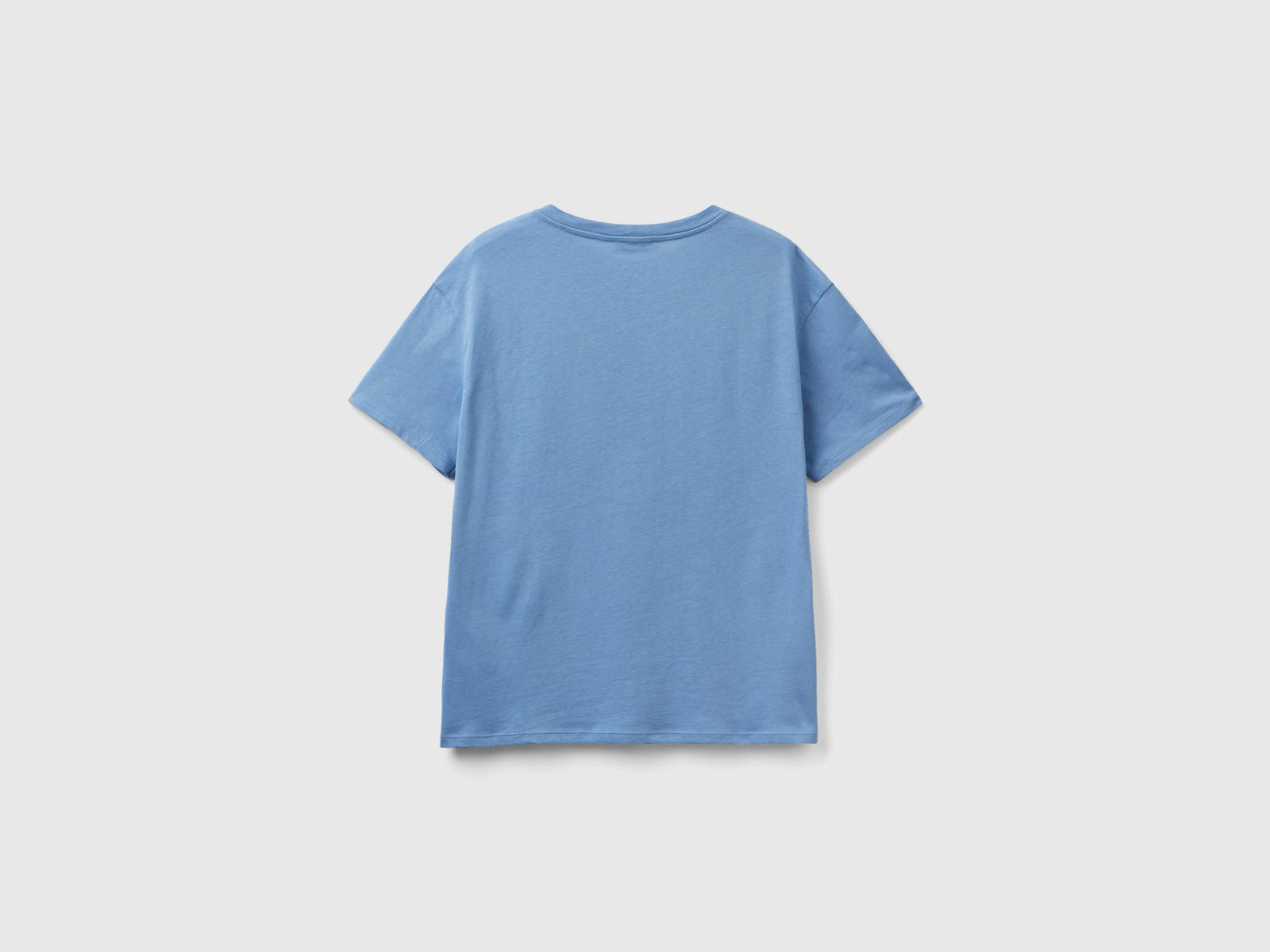 Maglietta manica corta 100% cotone da donna azzurro 2 | Benetton Outlet