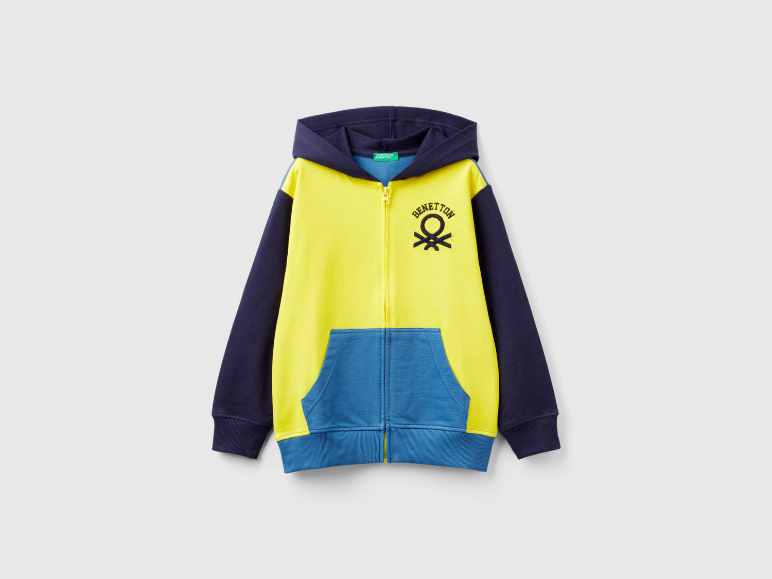 Felpa con zip e cappuccio da bambino multi-color | Benetton Outlet