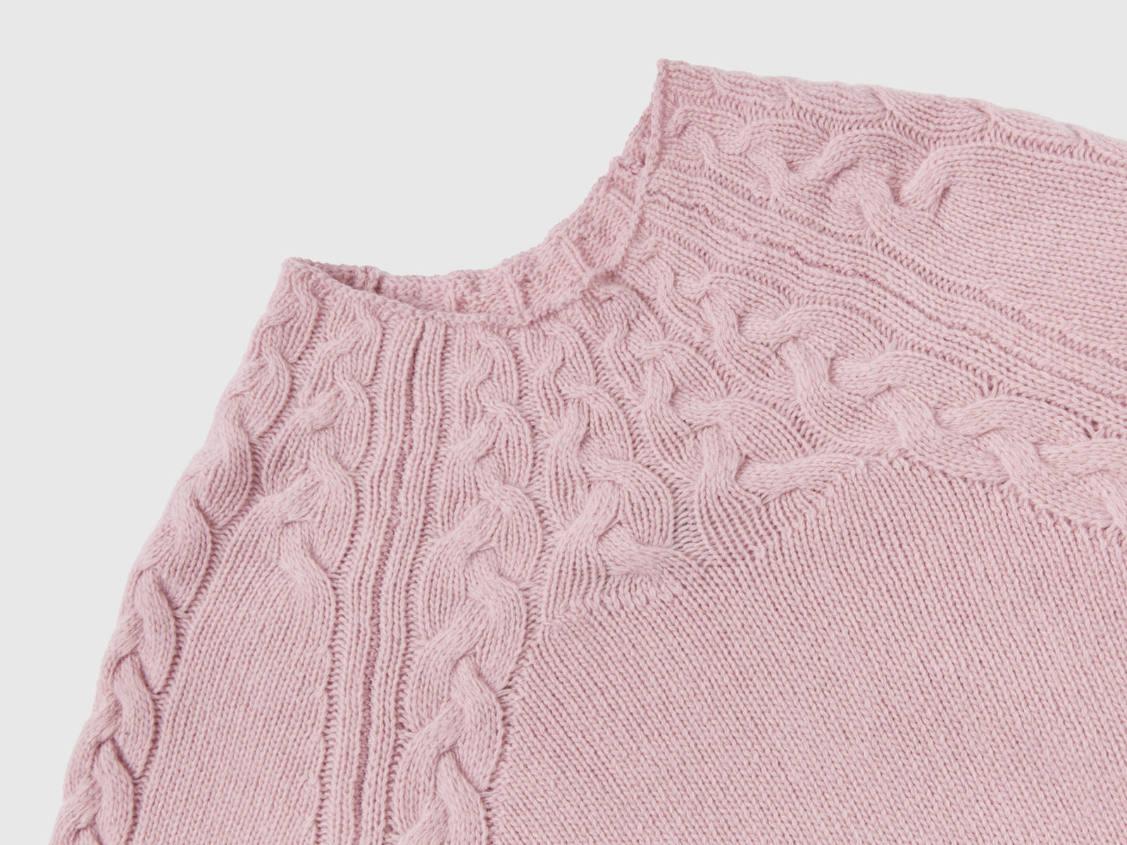 Maglione con trecce da donna rosa tenue 3 | Benetton Outlet