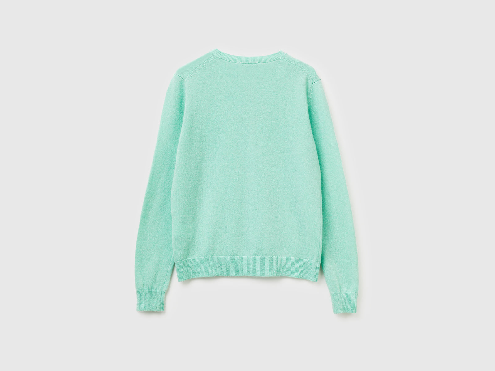 Cardigan girocollo in pura lana Merino da donna verde chiaro 2 | Benetton Outlet