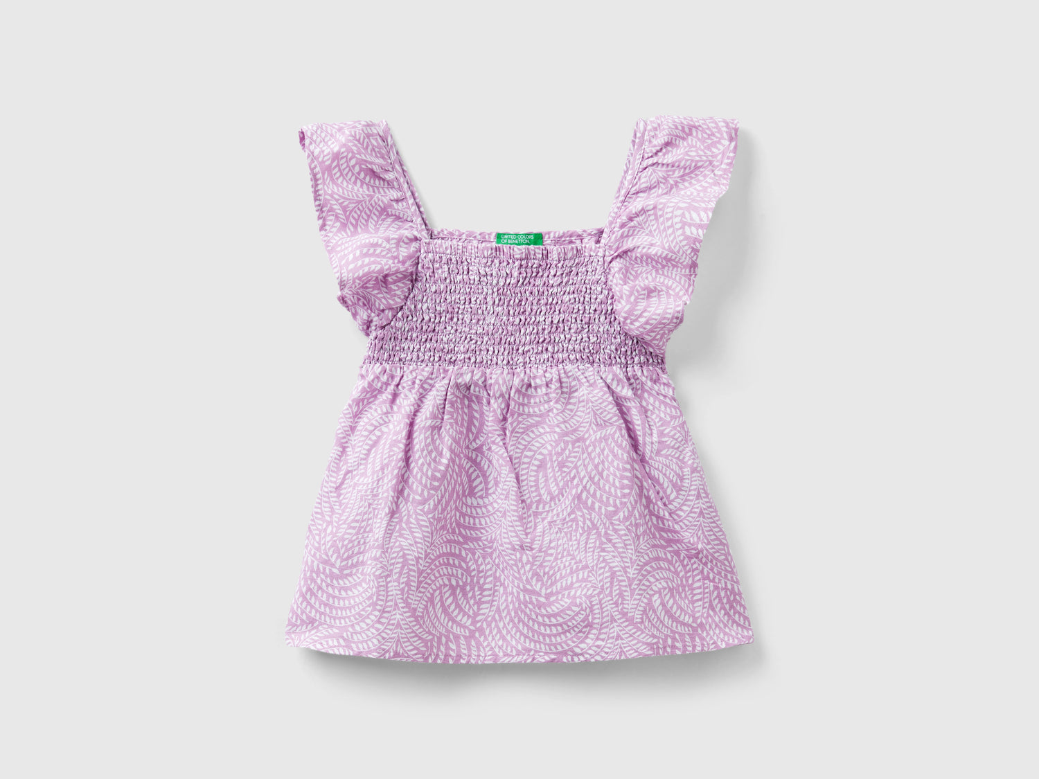 Blusa fantasia in misto lino da bambina lilla | Benetton Outlet