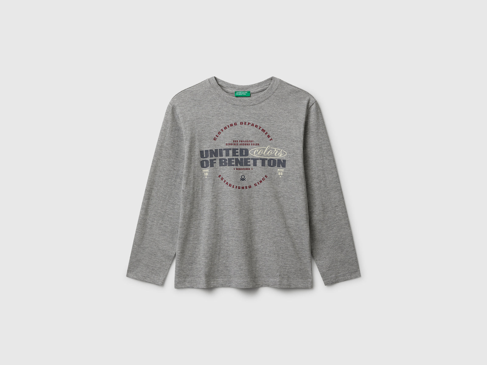 T-shirt in cotone da bambino grigio chiaro | Benetton Outlet