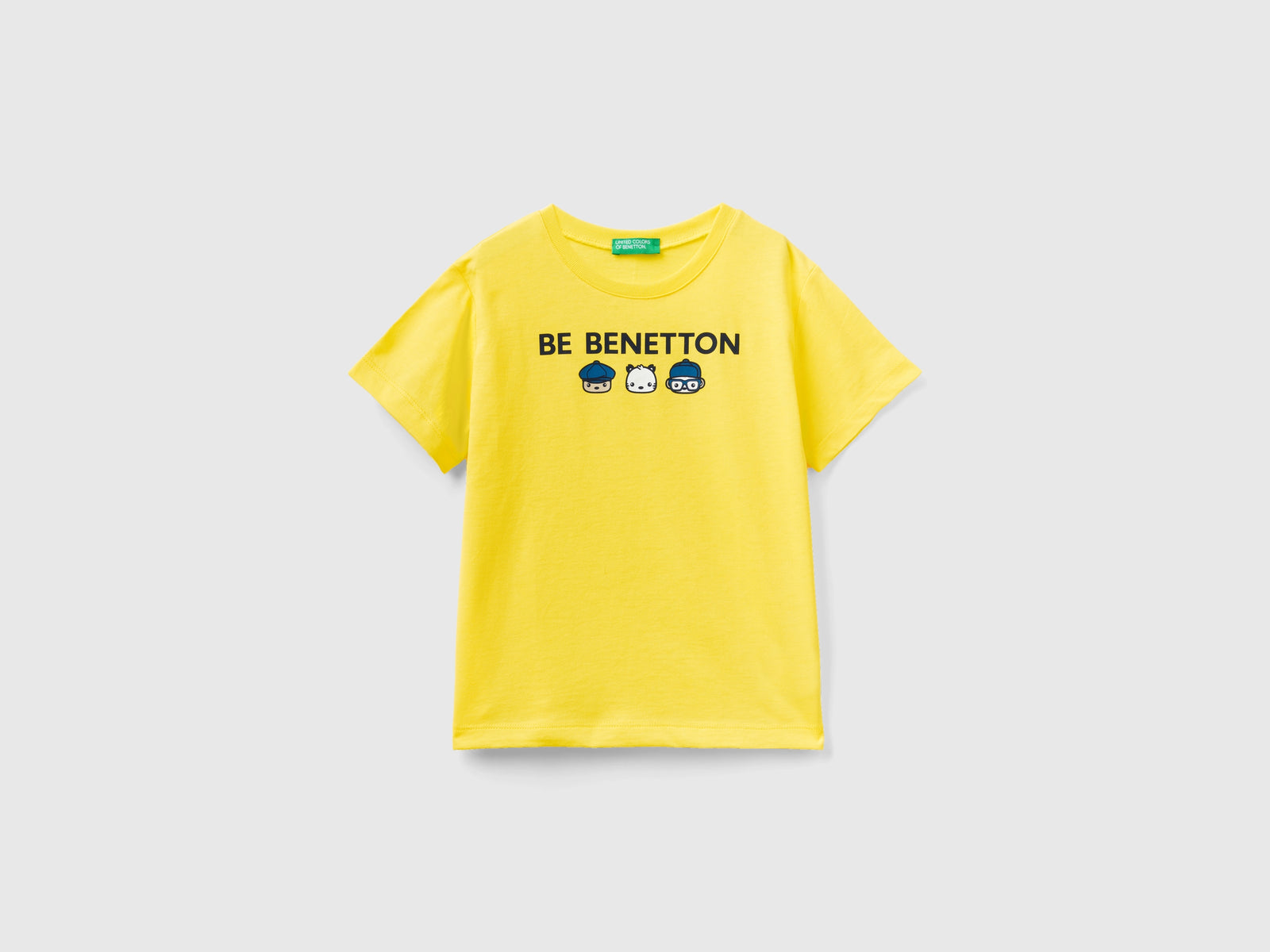 T-shirt 100% cotone bio con stampa da bimbo giallo | Benetton Outlet
