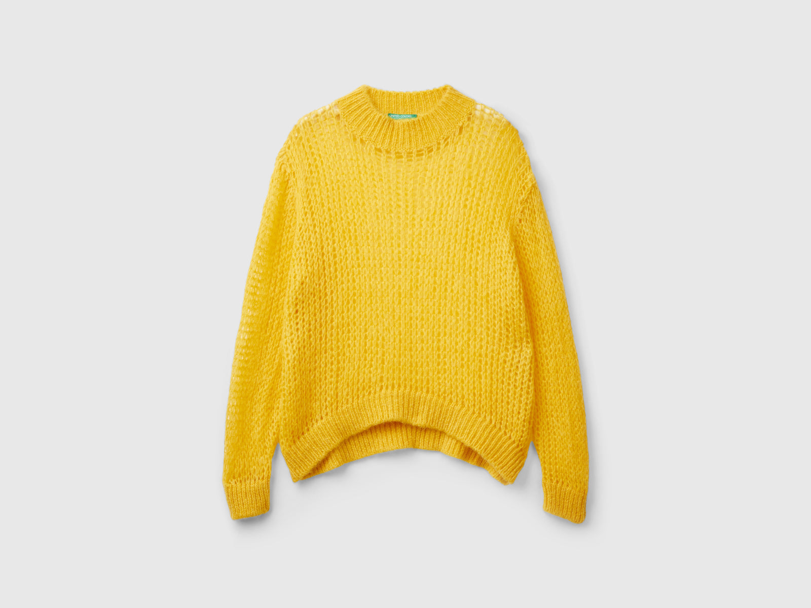Mohair blend mesh turtleneck da donna giallo | Benetton Outlet