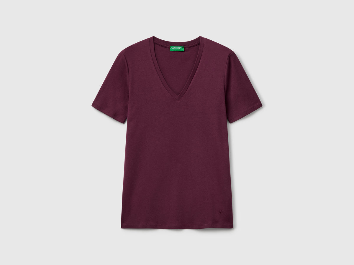 T-shirt in puro cotone con scollo a V