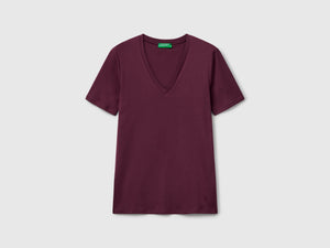 T-shirt in puro cotone con scollo a V
