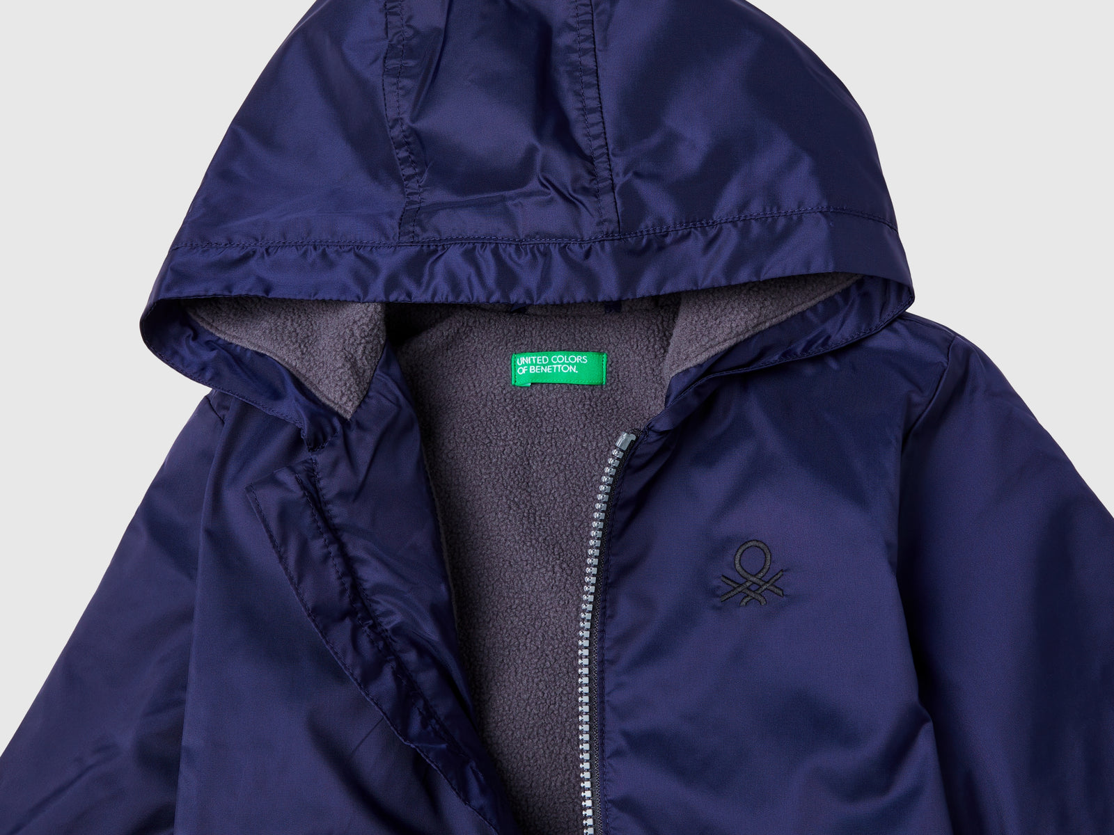 Giubbino con cappuccio oversize da bimbo blu scuro 3 | Benetton Outlet
