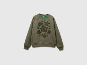 Calda felpa regular fit con ricamo fiori