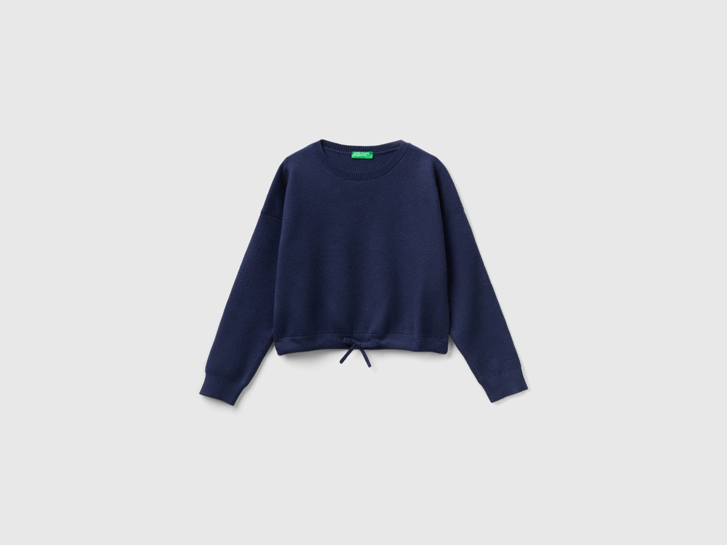 Maglioncino con coulisse da bambina blu scuro | Benetton Outlet