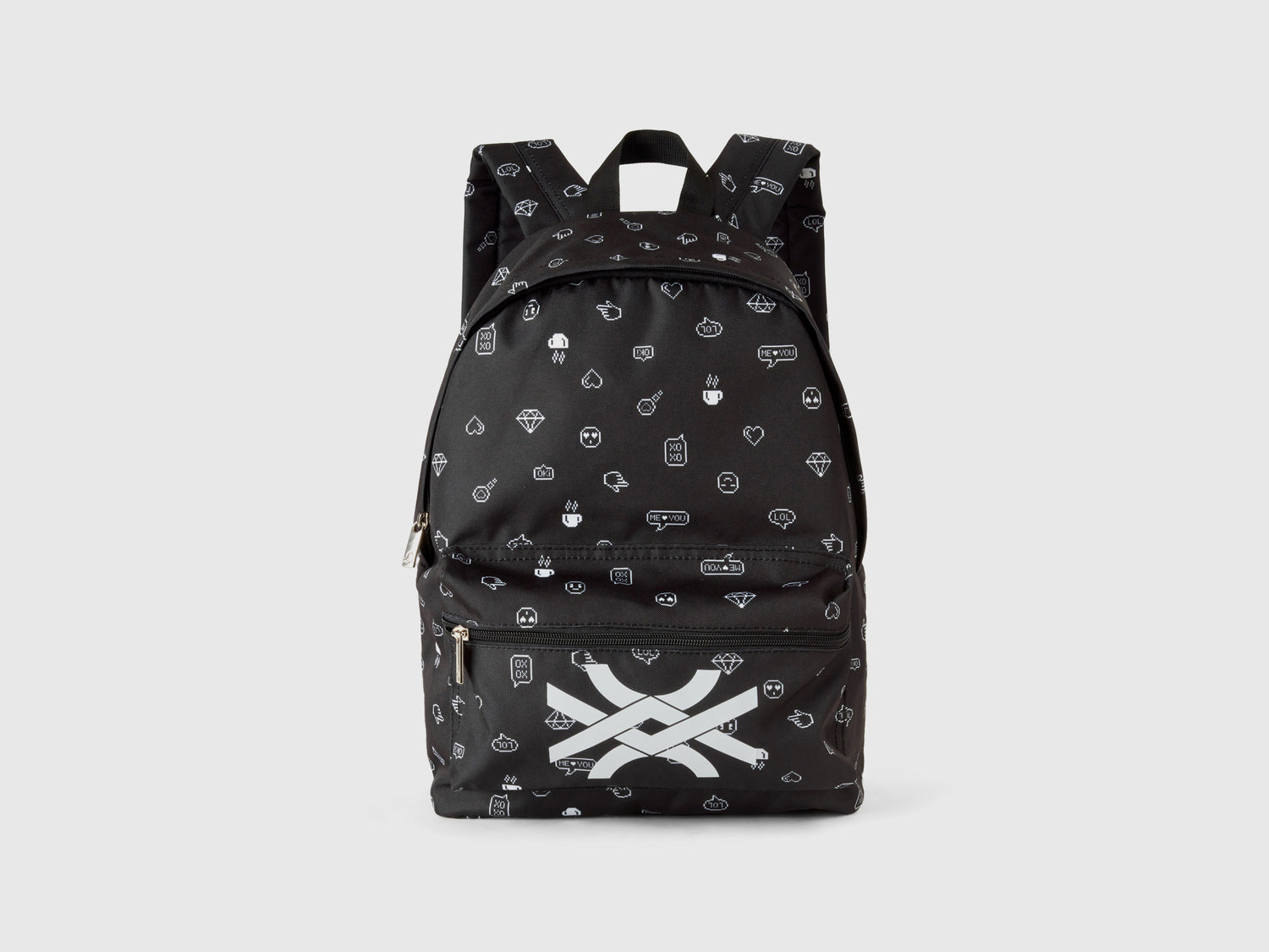 Zaino in nylon fantasia logo da bambino nero | Benetton Outlet