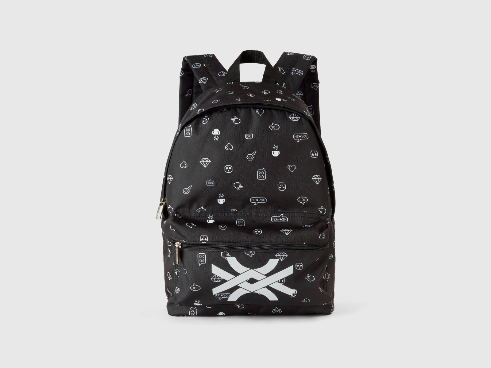 Zaino in nylon fantasia logo da bambino nero | Benetton Outlet