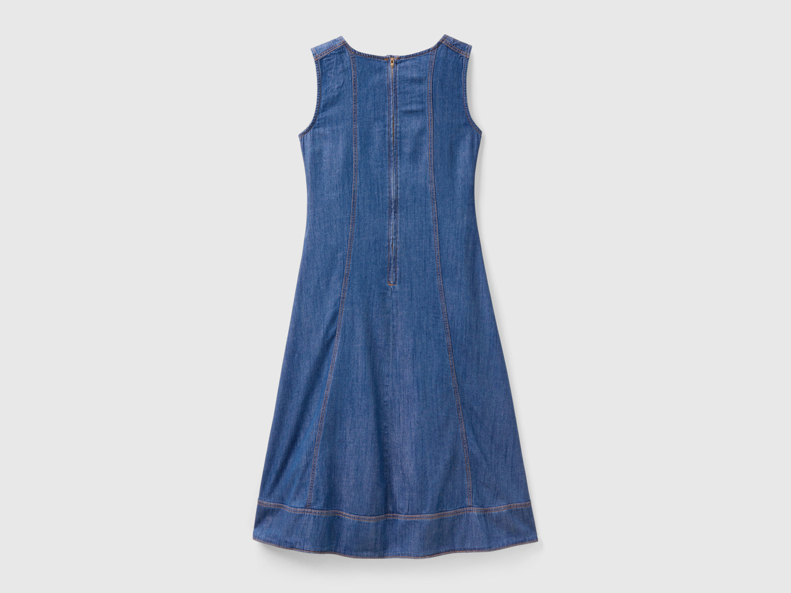 Vestito sciancrato in chambray da donna blu 2 | Benetton Outlet