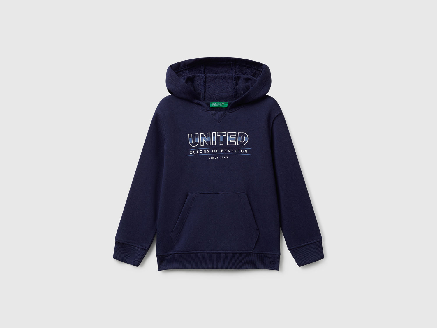 Felpa con tasca e cappuccio da bimbo blu scuro | Benetton Outlet