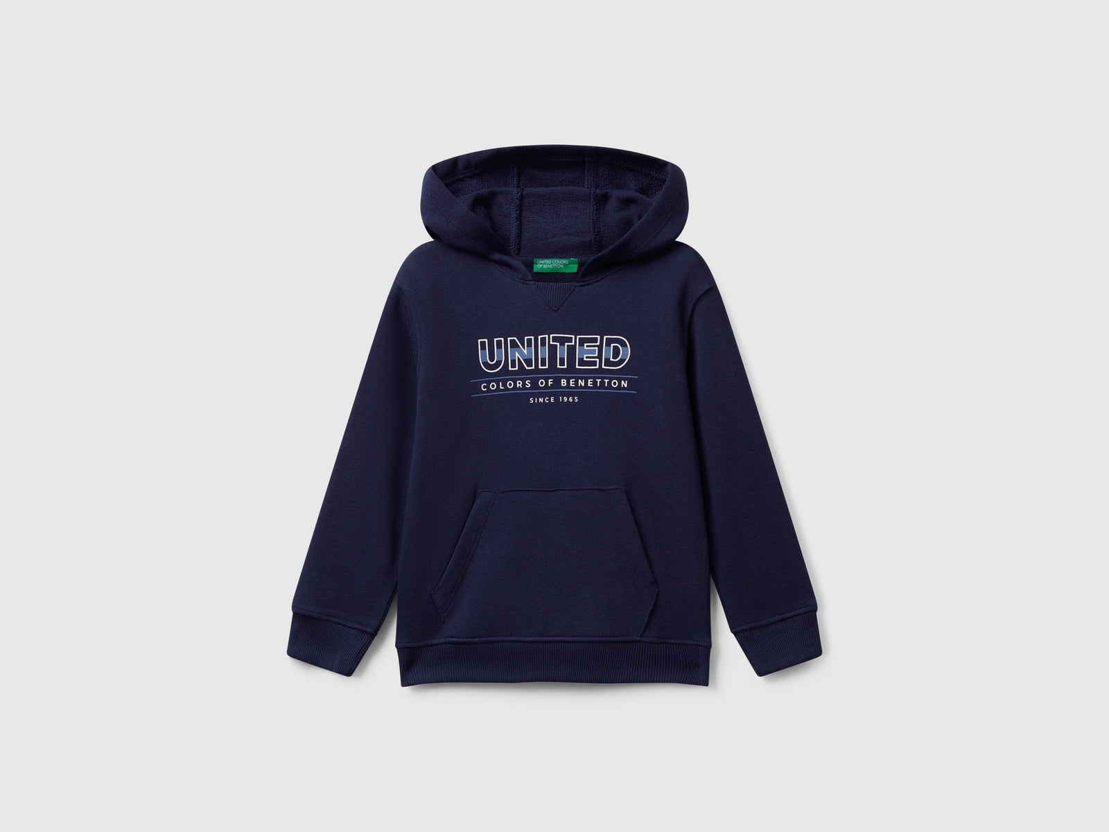 Felpa con tasca e cappuccio da bimbo blu scuro | Benetton Outlet