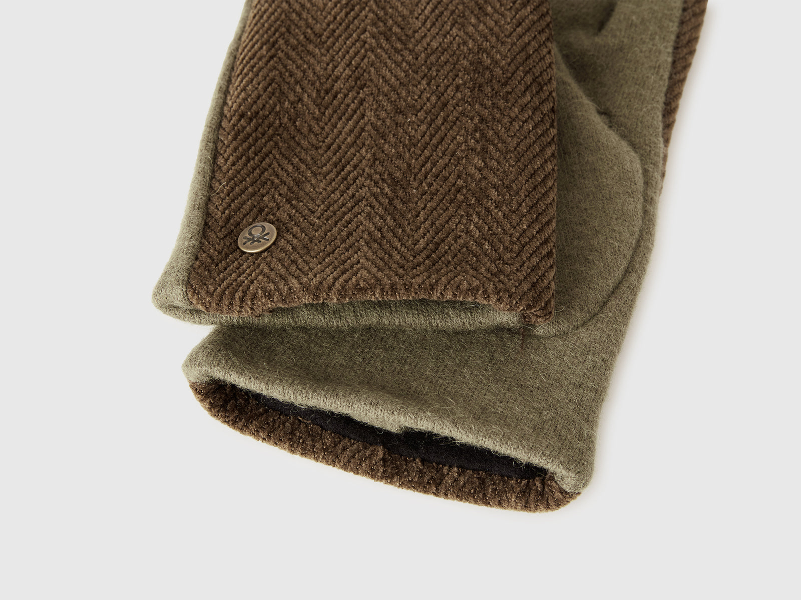 Guanti con trama a spina da donna verde militare 3 | Benetton Outlet