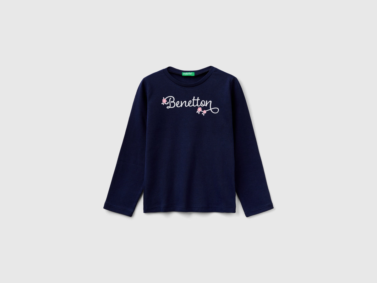 T-shirt manica lunga con stampa glitter