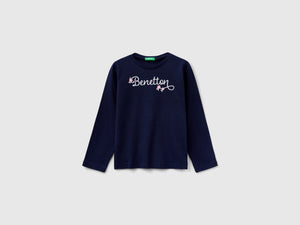 T-shirt manica lunga con stampa glitter