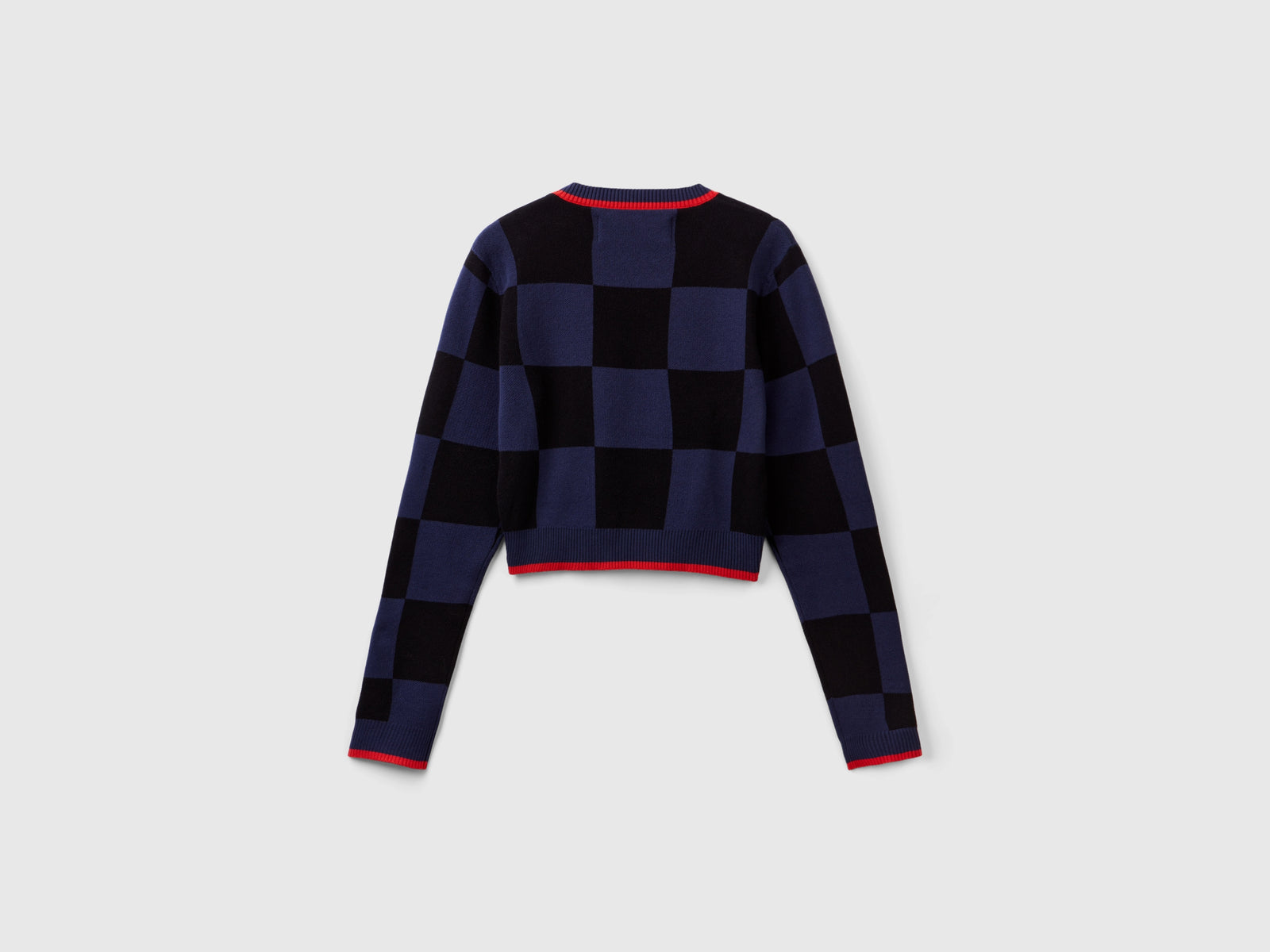 Maglioncino cropped a scacchi da donna blu scuro 2 | Benetton Outlet