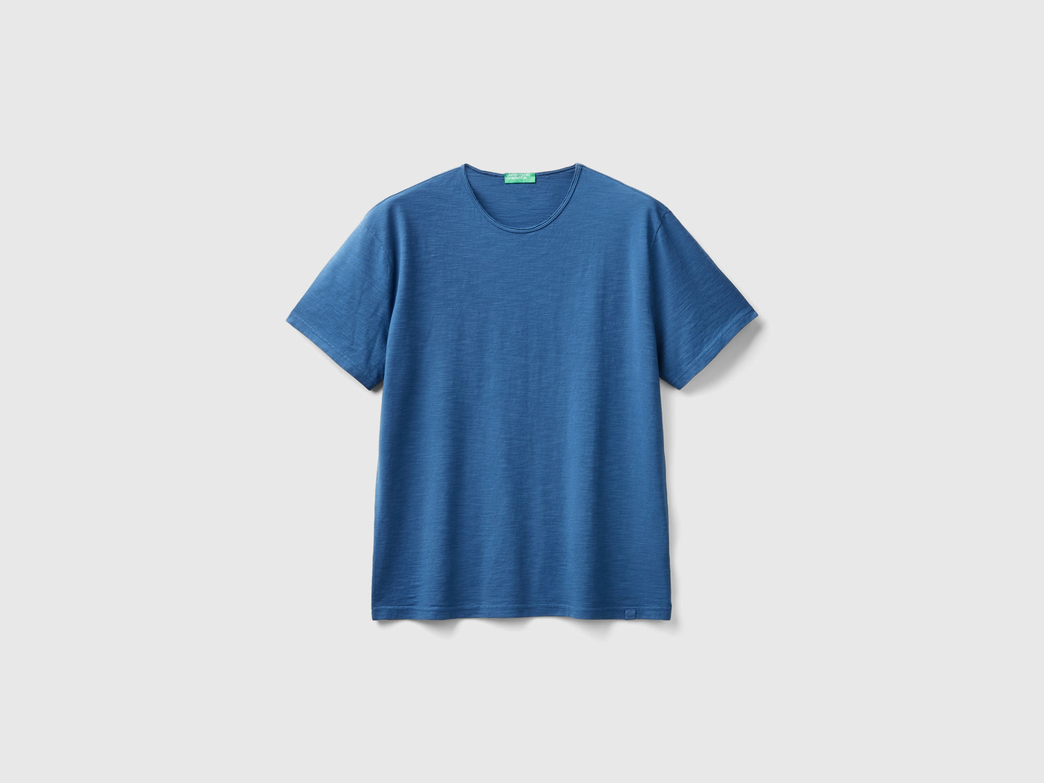 T-shirt blu in cotone fiammato da uomo avio | Benetton Outlet