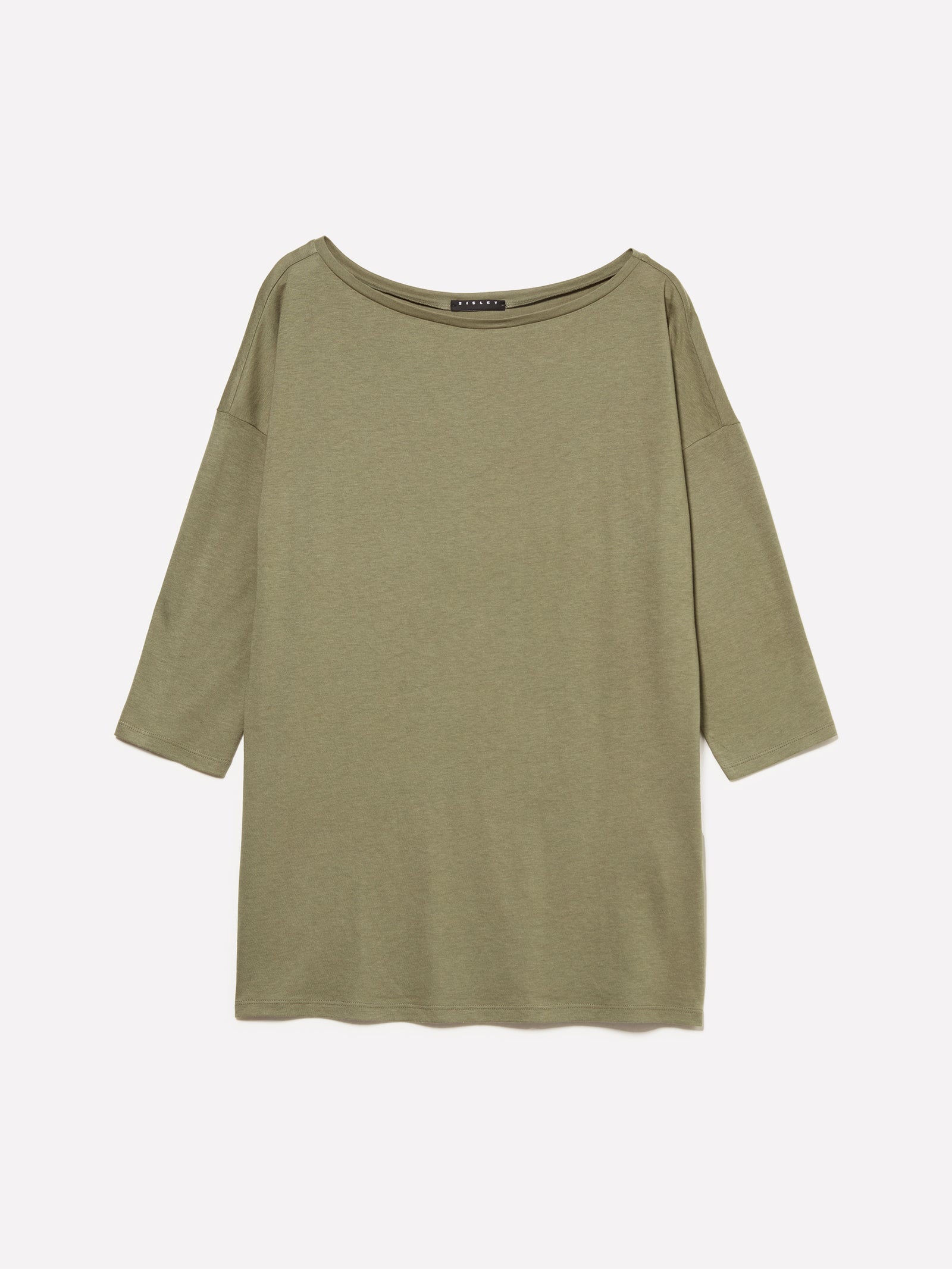 T-shirt con scollo a barca da donna verde militare | Sisley Outlet