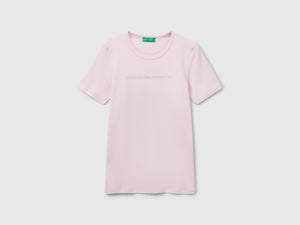 T-shirt 100% cotone con stampa logo glitter