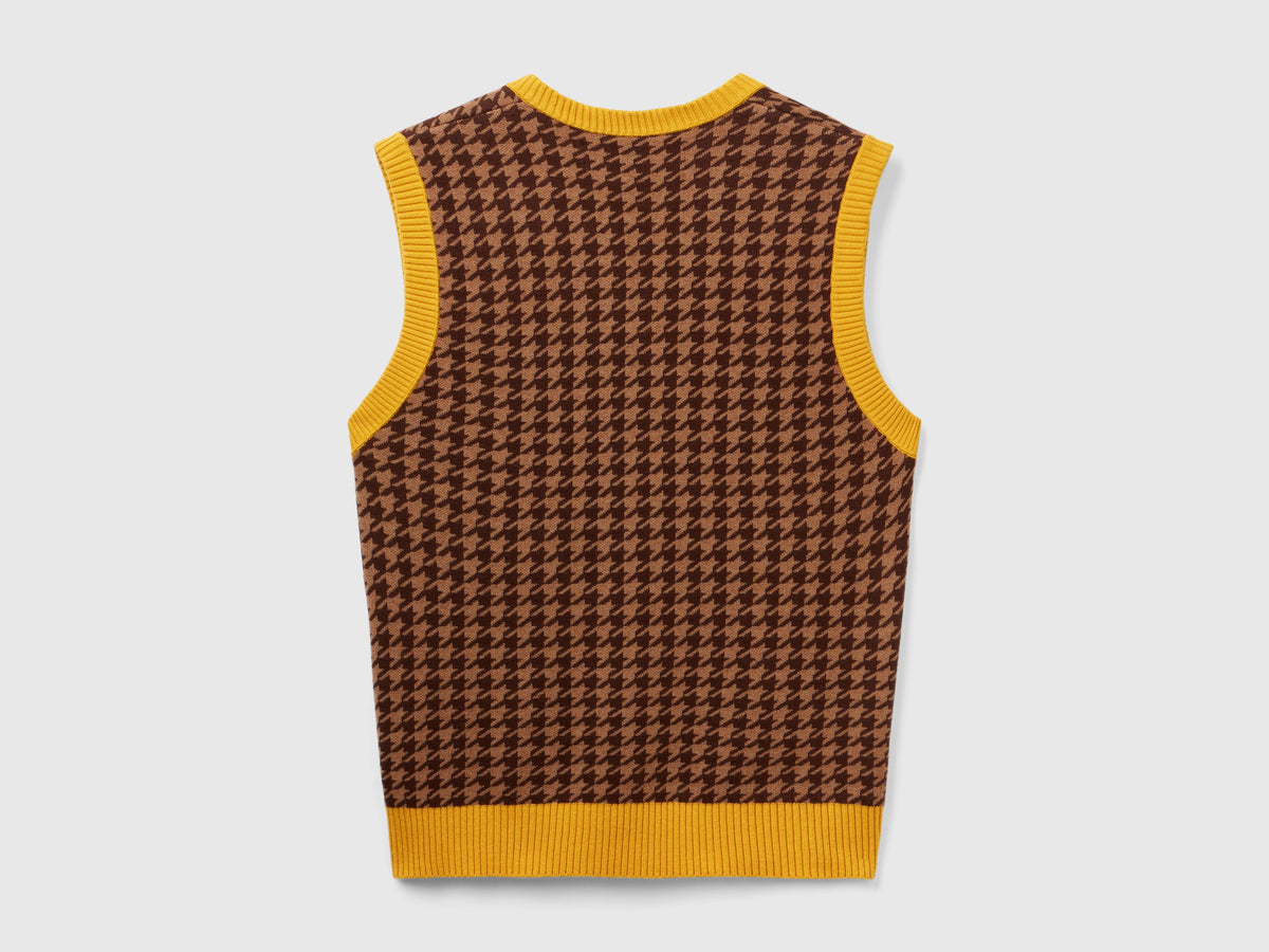 Gilet pied de poule in misto cashmere