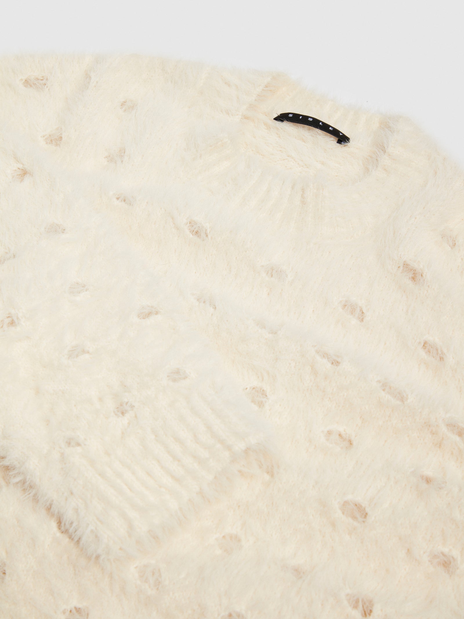Maglia fluffy traforata da bambina bianco panna 2 | Sisley young Outlet