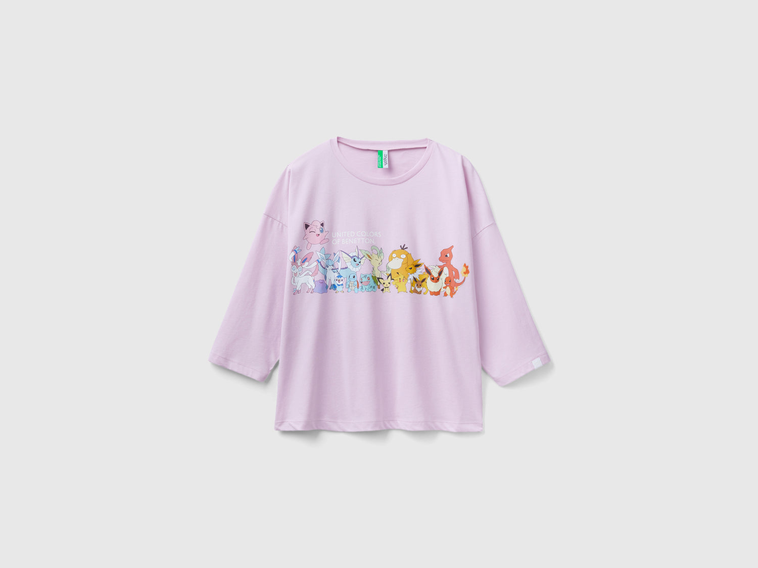 Maglia Pokémon in cotone a fibra lunga da donna lilla | Benetton Outlet